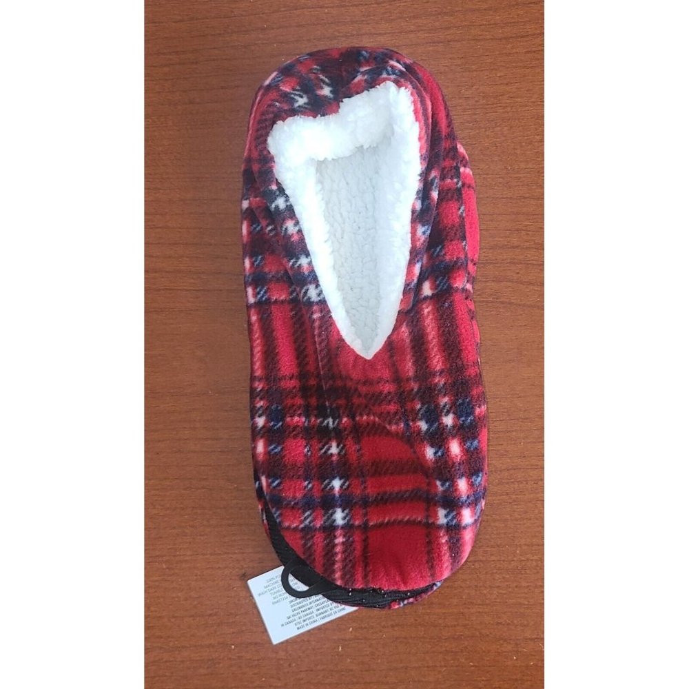 NEW Juncture Lightweight Slippers Sz 5-9 Women's Red & Black Plaid Soft Non Slip